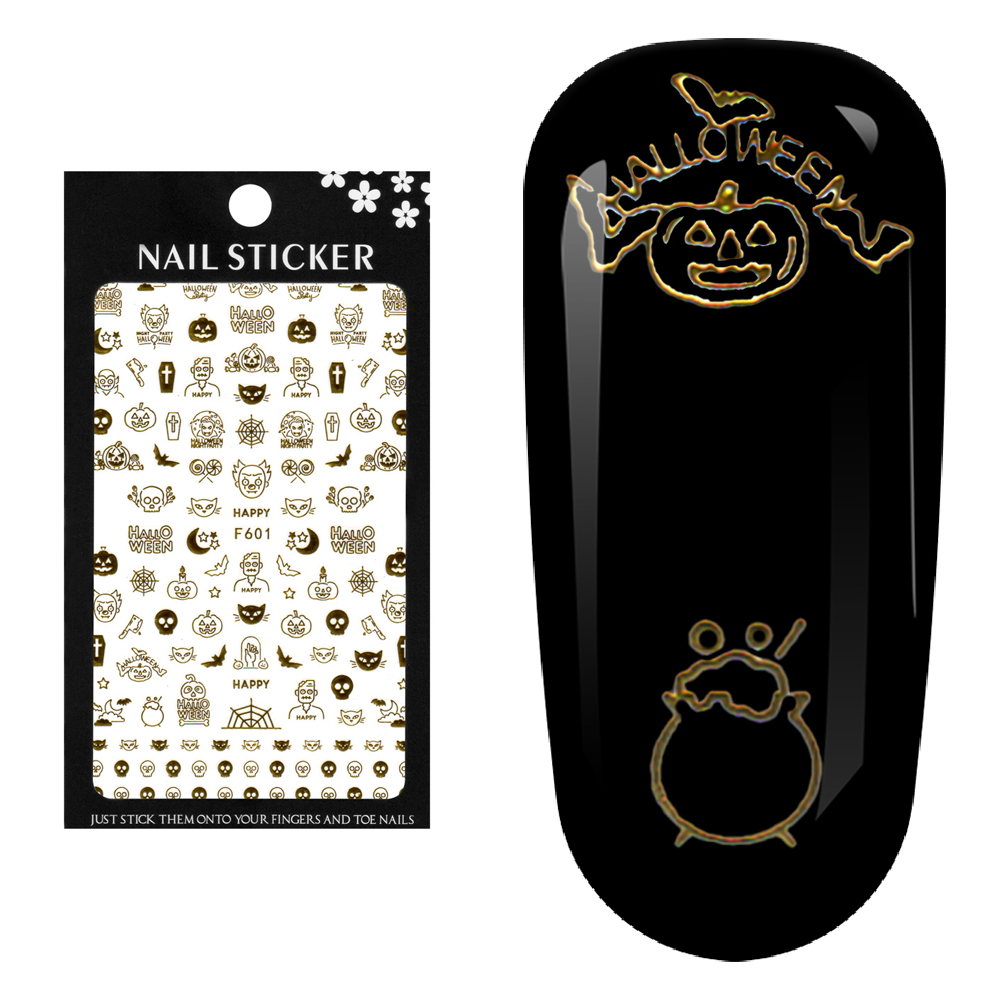 Stickere pentru decor unghii Lila Rossa, Halloween, f601-gold, [2],https:lilarossa.ro