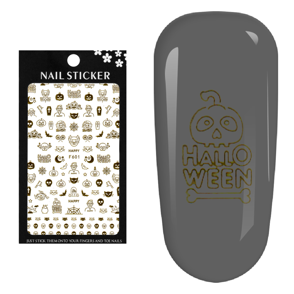 Stickere pentru decor unghii Lila Rossa, Halloween, f601-gold, [3],https:lilarossa.ro