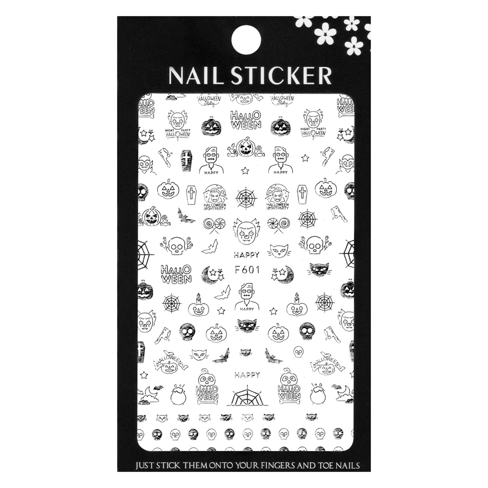 Stickere pentru decor unghii Lila Rossa, Halloween, f601-silver, [4],https:lilarossa.ro