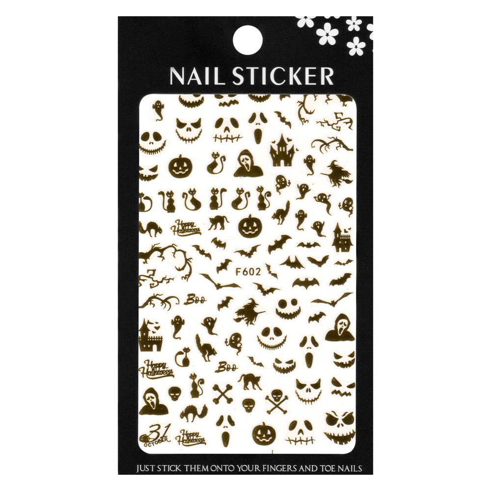 Stickere pentru decor unghii Lila Rossa, Halloween, f602-gold, [4],https:lilarossa.ro
