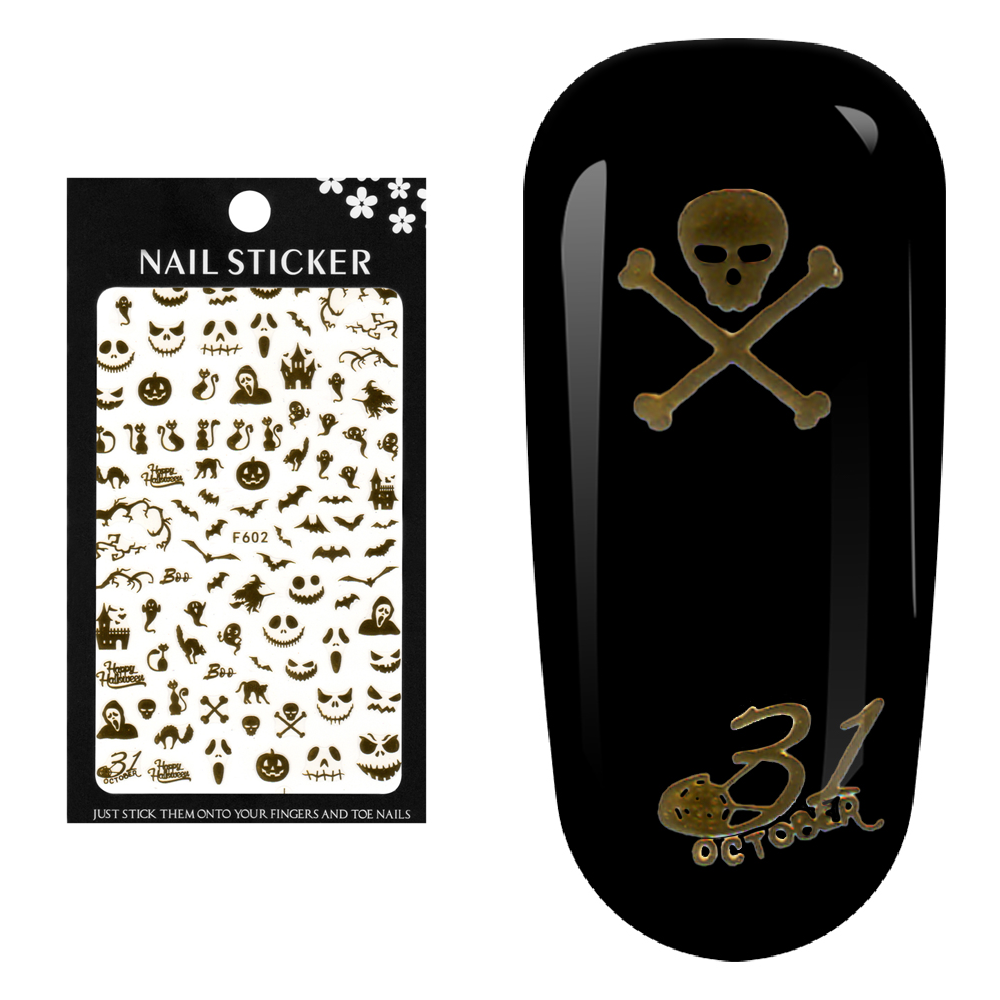 Stickere pentru decor unghii Lila Rossa, Halloween, f602-gold, [3],https:lilarossa.ro