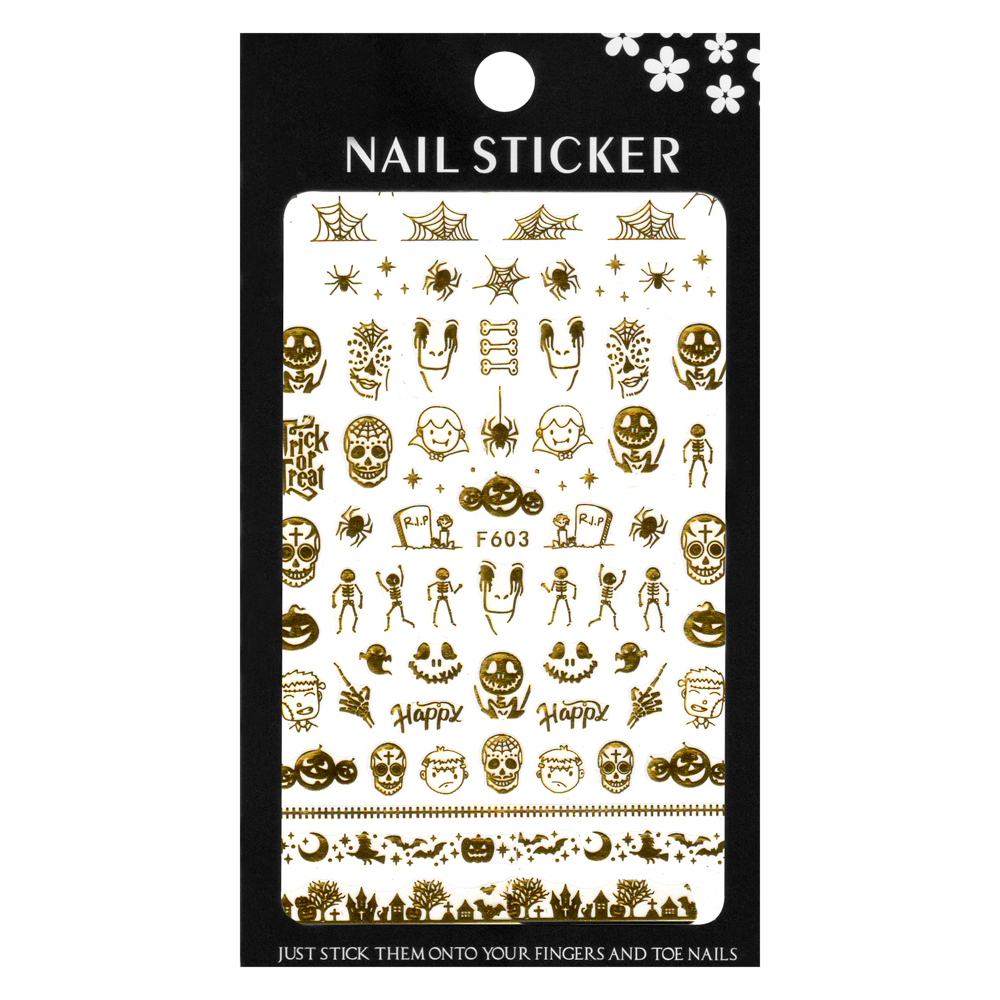 Stickere pentru decor unghii Lila Rossa, Halloween, f603-gold, [4],https:lilarossa.ro