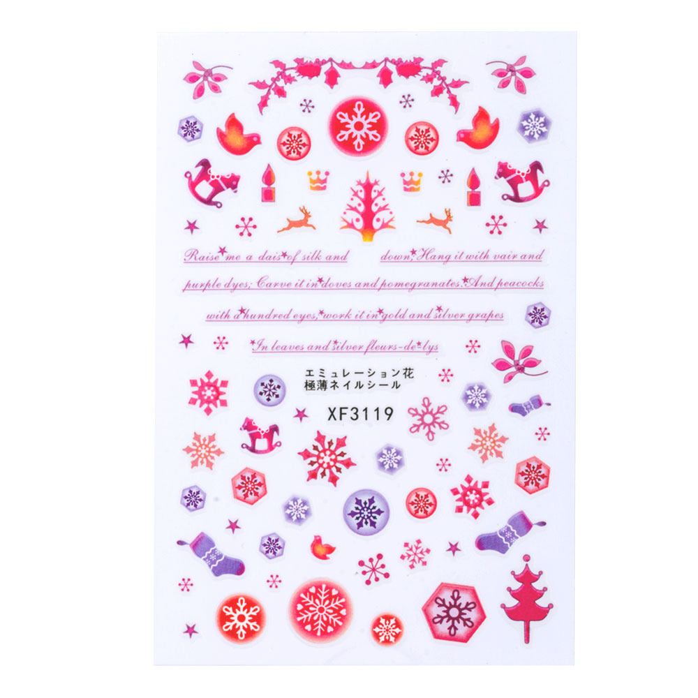 Sticker Lila Rossa pentru decor unghii, Craciun, Revelion si iarna, nail art, xf3119, [3],https:lilarossa.ro