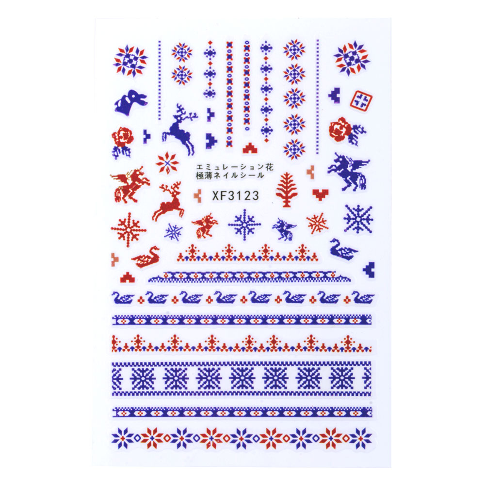 Sticker Lila Rossa pentru decor unghii, Craciun, Revelion si iarna, nail art, xf3123, [3],https:lilarossa.ro