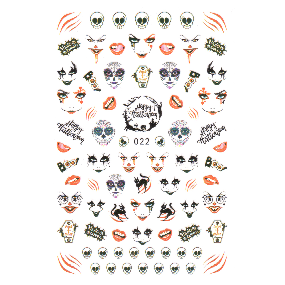 Sticker Lila Rossa pentru decor unghii, Halloween edition, nail art xf022, [2],https:lilarossa.ro