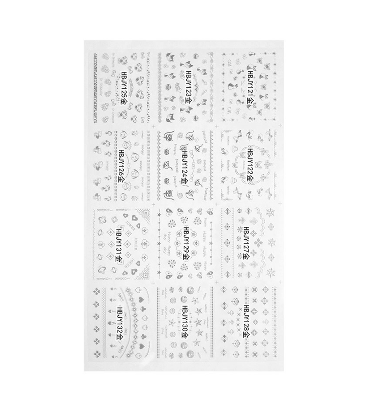 Set stickere A5 pentru decor unghii cu linii si forme, 12 buc, HBJY-125-128