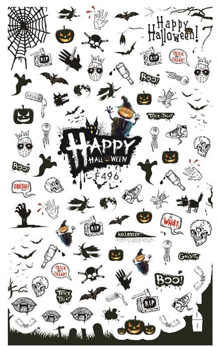 Stickere pentru decor unghii Lila Rossa, pentru Halloween, f496 Art imagine noua 2022
