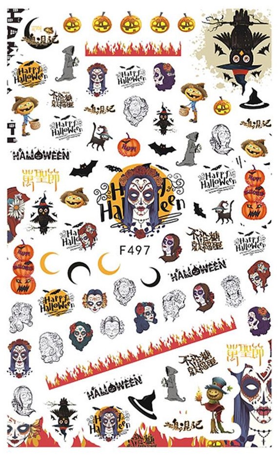 Stickere pentru decor unghii Lila Rossa, pentru Halloween, f497 Art imagine noua 2022