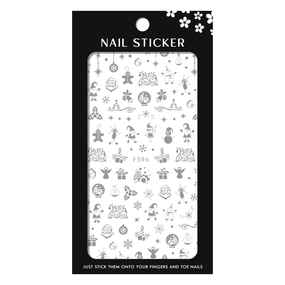 Stickere pentru decor unghii, Craciun, Revelion, pentru iarna, F596-silver