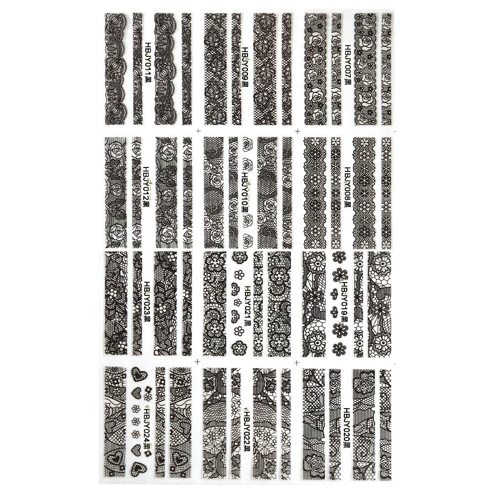 Set stickere A5 pentru decor unghii cu linii si forme, 12 buc, HBJY-011-020
