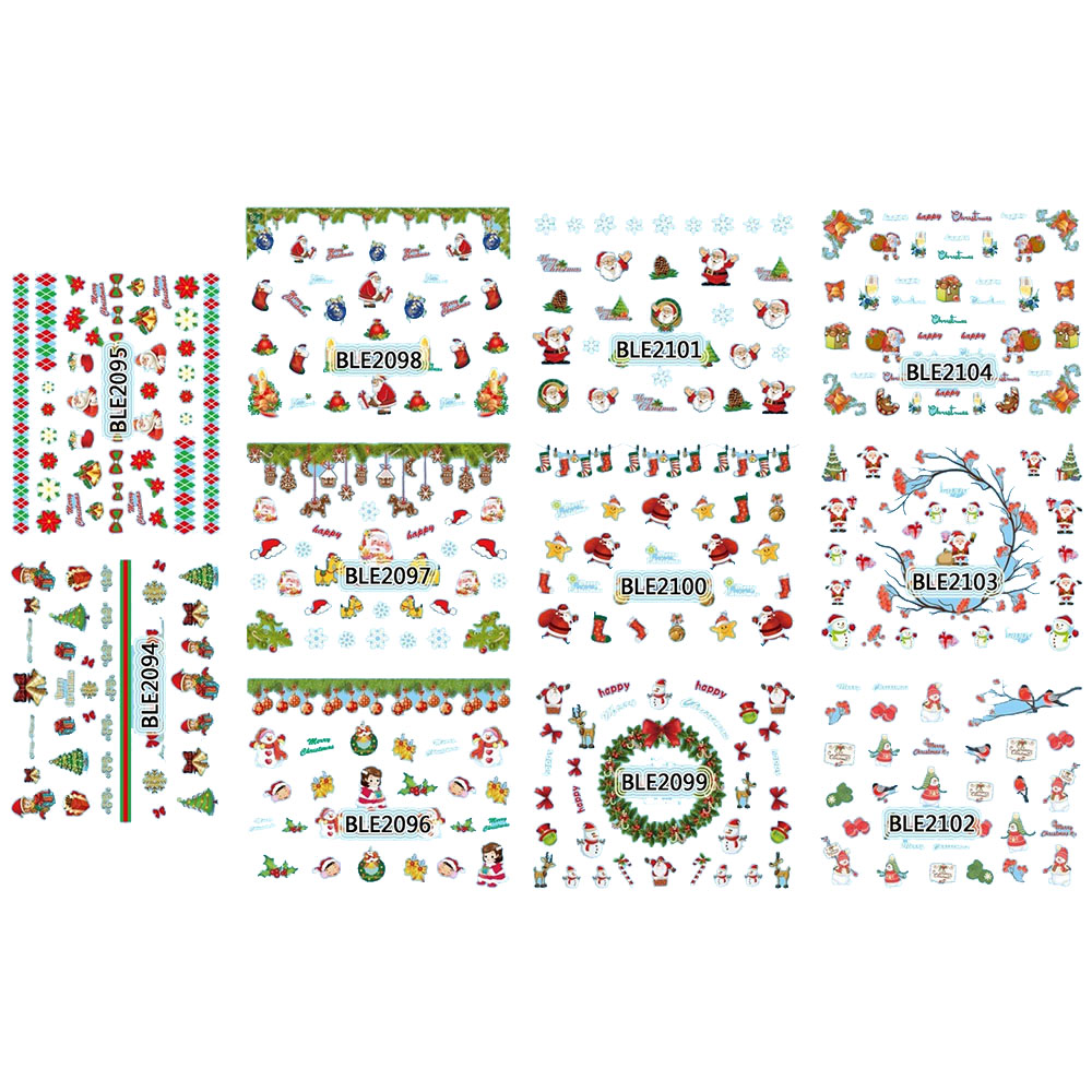 Set stickere nail art Lila Rossa, pentru Craciun, Revelion si iarna, 11 buc, BLE-2094-2104