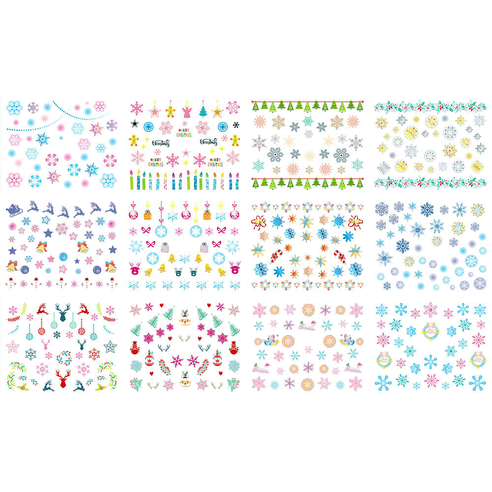 Set stickere nail art Lila Rossa, pentru Craciun, Revelion si iarna, 12 buc, BN-665-668