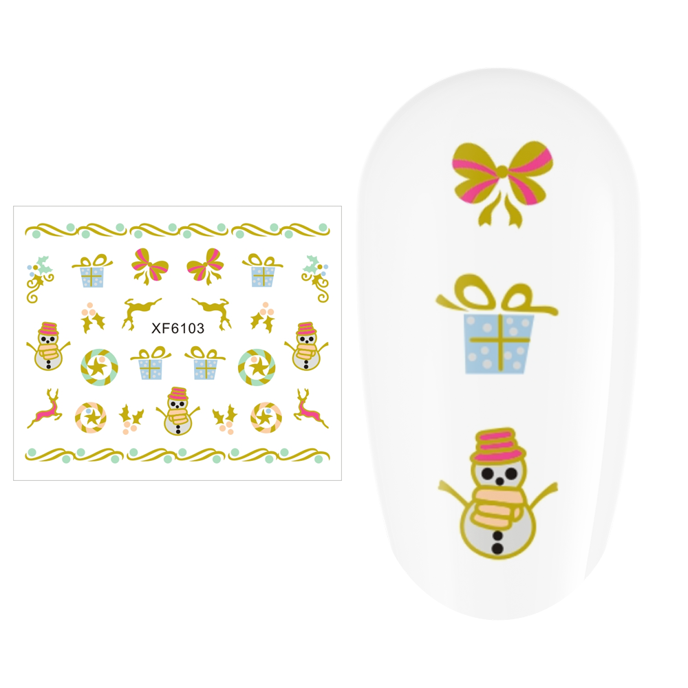 Sticker nail art Lila Rossa, pentru Craciun, Revelion si iarna, 7.2 x 10.5 cm, xf6103