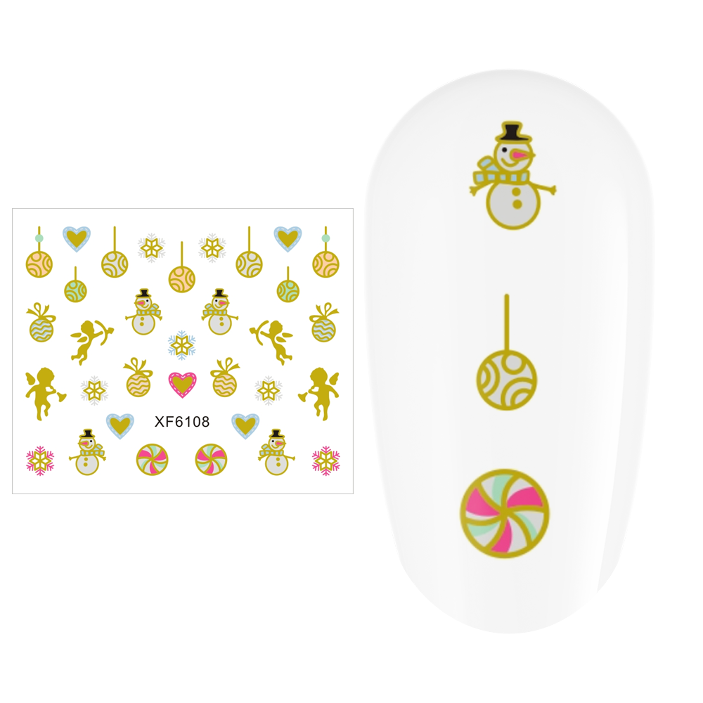 Sticker nail art Lila Rossa, pentru Craciun, Revelion si iarna, 7.2 x 10.5 cm, xf6108