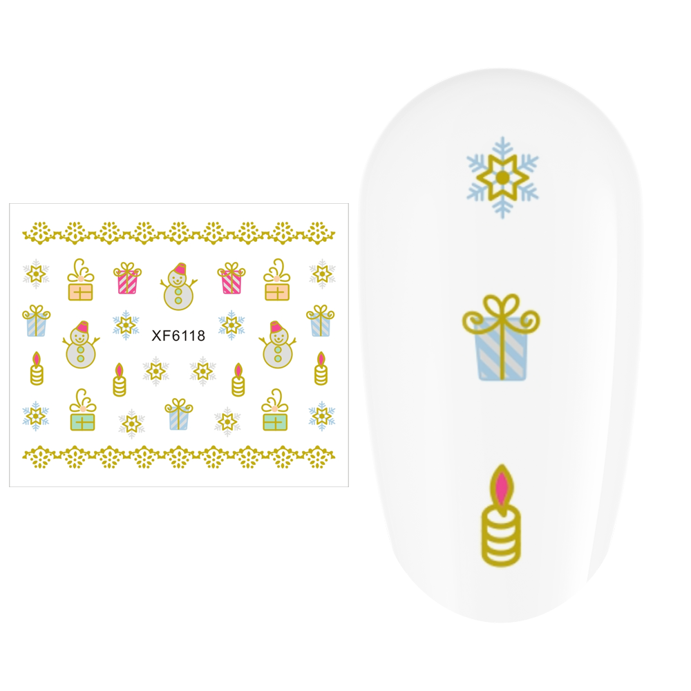 Sticker nail art Lila Rossa, pentru Craciun, Revelion si iarna, 7.2 x 10.5 cm, xf6118