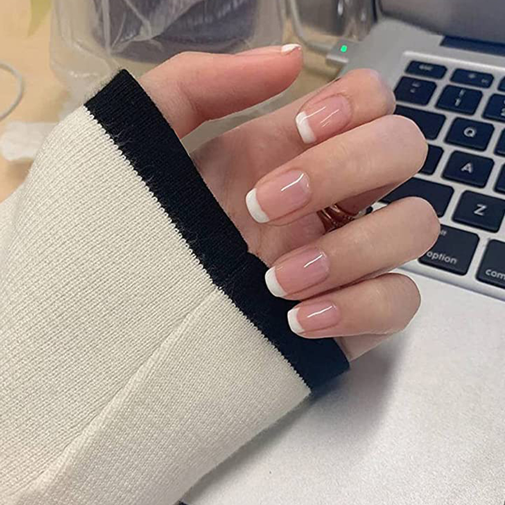 Tipsuri unghii false color press-on, prefferred square natural nails, 28 buc + lipici unghii false + pila unghii + betisor portocal, [3],https:lilarossa.ro