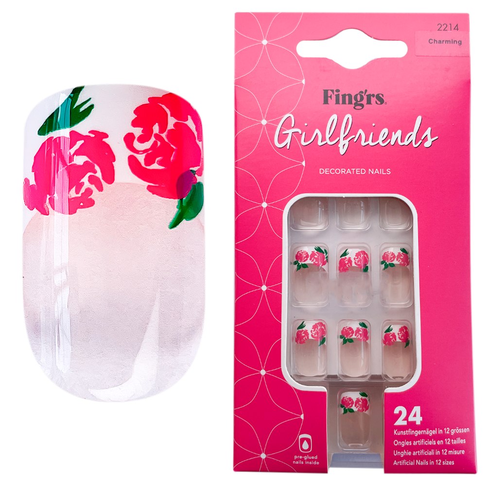 Tipsuri unghii false color press-on, Girlfriends Decorated Nails, Charming, Fingrs, 24 buc. 
