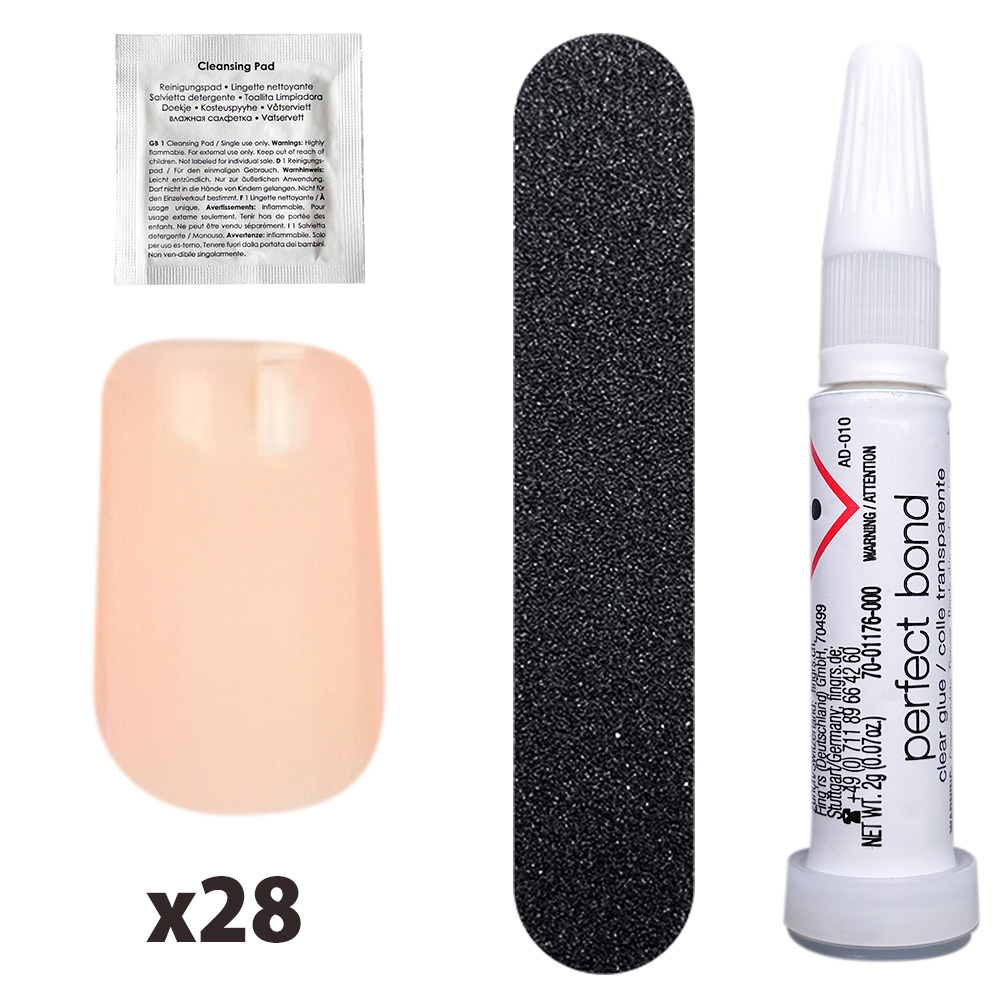 Tipsuri unghii false color press-on, So Chic Colored Nails, Nude High Gloss, Fingrs, 28 buc., + lipici unghii false + pila unghii + betisor portocal, [2],https:lilarossa.ro