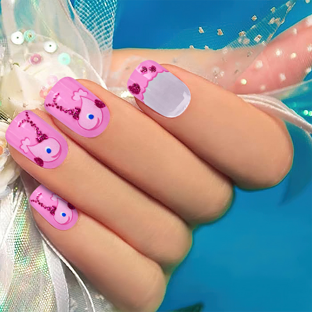 Tipsuri unghii false color press-on, Little nails for little fingers, 24 buc, [2],lilarossa.ro