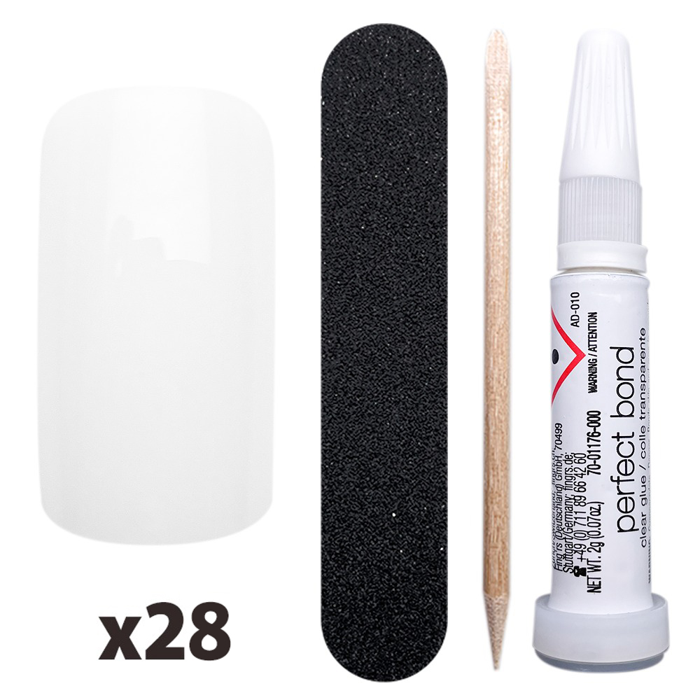 Tipsuri unghii false color press-on, career natural nails, 28 buc + lipici unghii false + pila unghii + betisor portocal, [2],https:lilarossa.ro