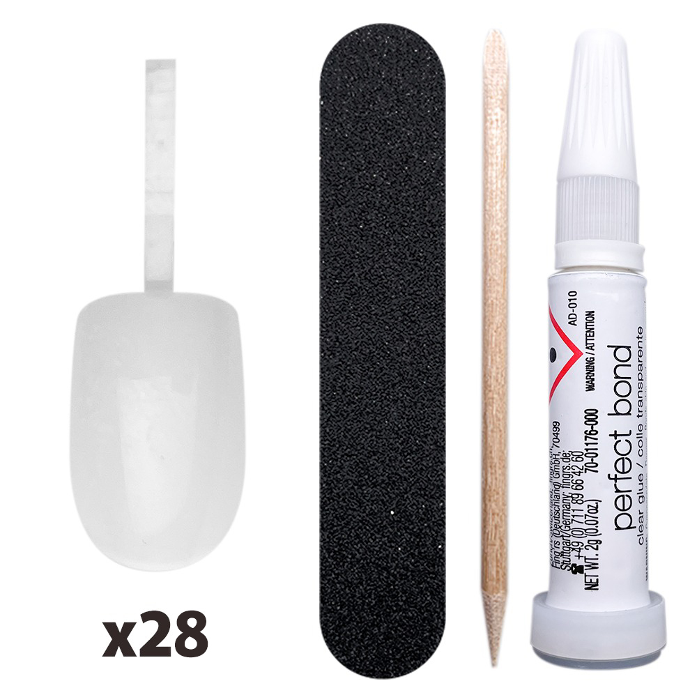 Tipsuri unghii false color press-on, prefferred square natural nails, 28 buc + lipici unghii false + pila unghii + betisor portocal, [2],https:lilarossa.ro