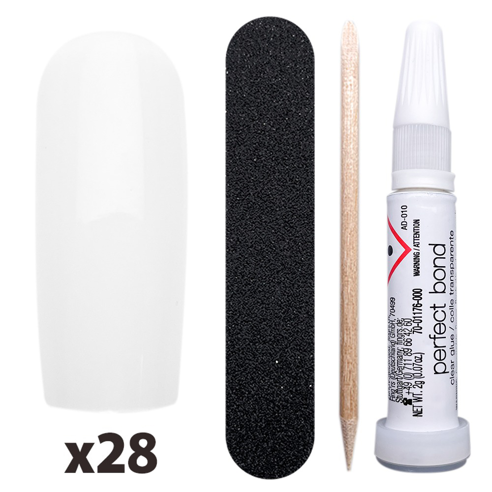 Tipsuri unghii false, nail kit, color press-on, 24 buc + lipici unghii false + pila unghii + betisor portocal, [2],https:lilarossa.ro