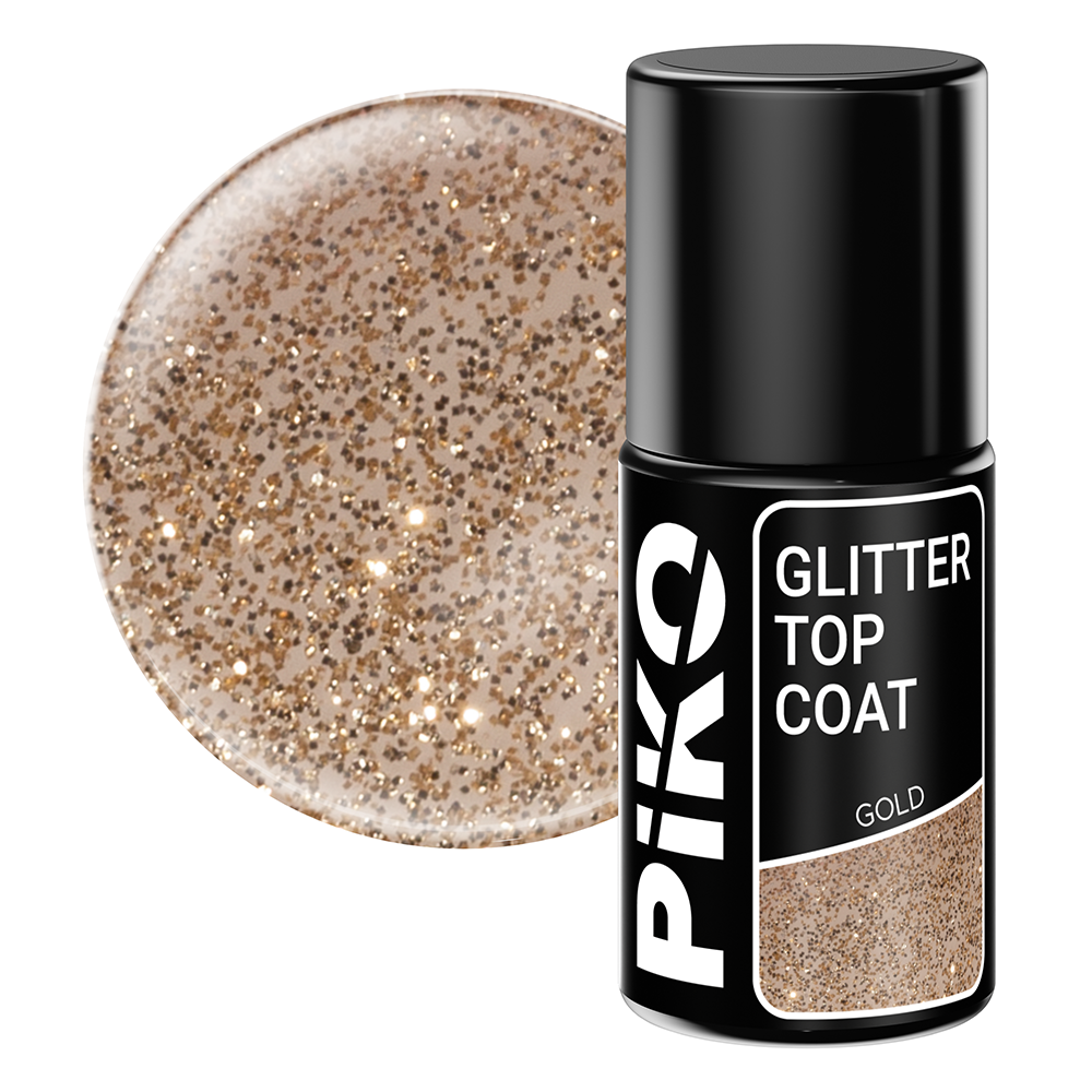 Top coat Piko, Glitter Top, 7 ml, Gold coat imagine noua 2022