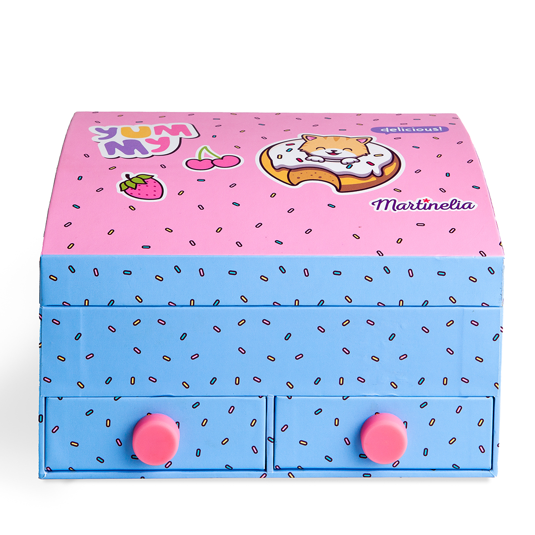Trusa machiaj copii, MARTINELIA YUMMY JEWELLERY BOX, cutie goala pentru cosmetice copii, pentru fetițe, W20xH11xD15cm