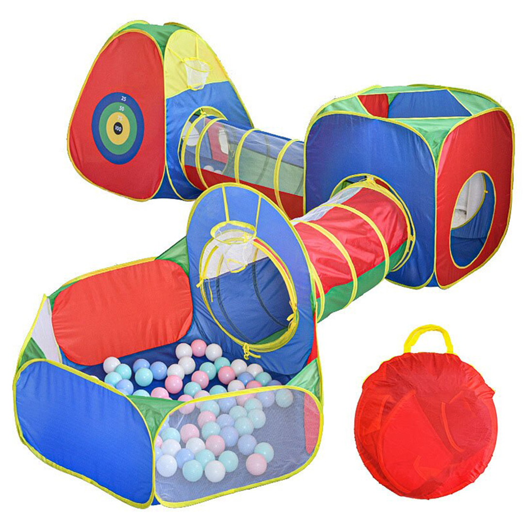 Set cort cu tunele pentru copii, Karemi, 5 in 1, multicolor, 290 x 270