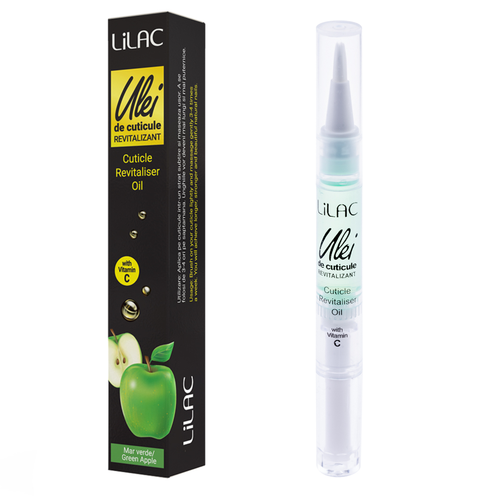 Ulei cuticule tip stilou, Lilac, aroma Apple Green, 3 ml