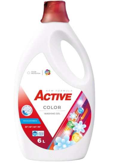 Detergent lichid - ACTIVE DETERGENT LICHID GEL COLOR 120 SPALARI 6000G 3/BAX, lucidiusmarket.ro