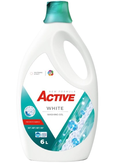 Detergent lichid - ACTIVE DETERGENT LICHID GEL WHITE 120 SPALARI 6000G 3/BAX, lucidiusmarket.ro