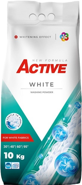 Detergent pudra - ACTIVE DETERGENT WHITE SAC 135 SPALARI 10KG, lucidiusmarket.ro
