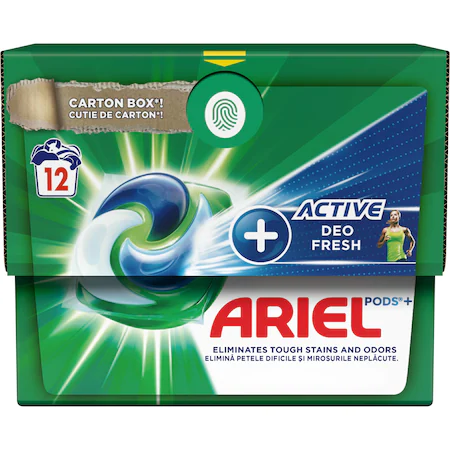 Detergent capsule - ARIEL DETERGENT CAPSULE ACTIVE+DEO FRESH 12BUC 4/BAX, lucidiusmarket.ro