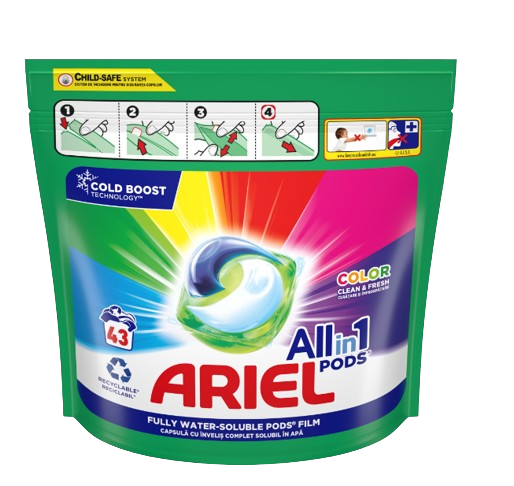 Detergent capsule - ARIEL DETERGENT CAPSULE COLOR ALLIN1 43BUC 3/BAX, lucidiusmarket.ro
