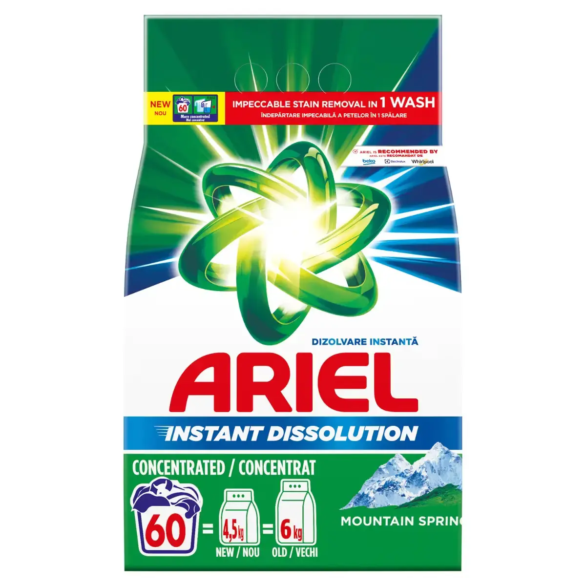 Detergent pudra - ARIEL DETERGENT MOUNTAIN SPRING 4.5KG 4/BAX, lucidiusmarket.ro