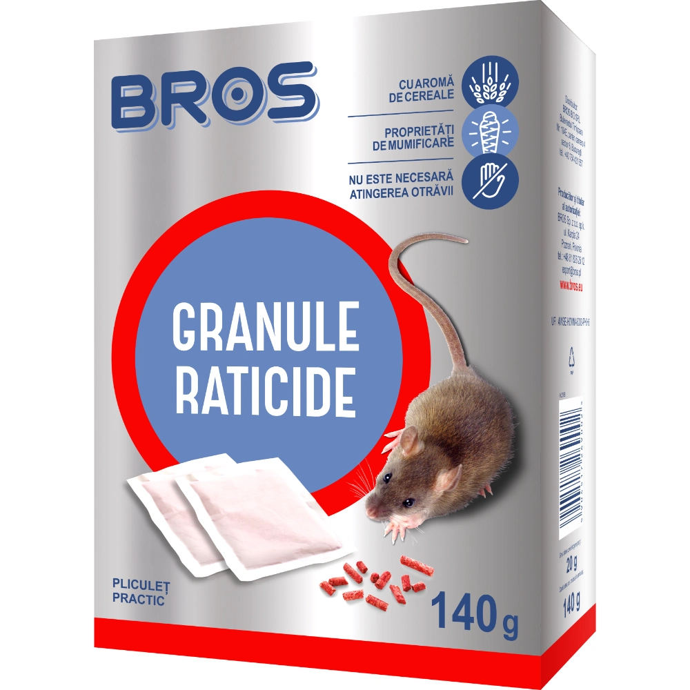 Insecticide - BROS GRANULE RATICIDE SOARECI&SOBOLANI 140GR 12/BAX, lucidiusmarket.ro