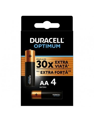 Baterii, acumulatori,incarcatoare - DURACELL BATERII OPTIMUM ALK. AA 4BUC/SET 16SET/BAX, lucidiusmarket.ro