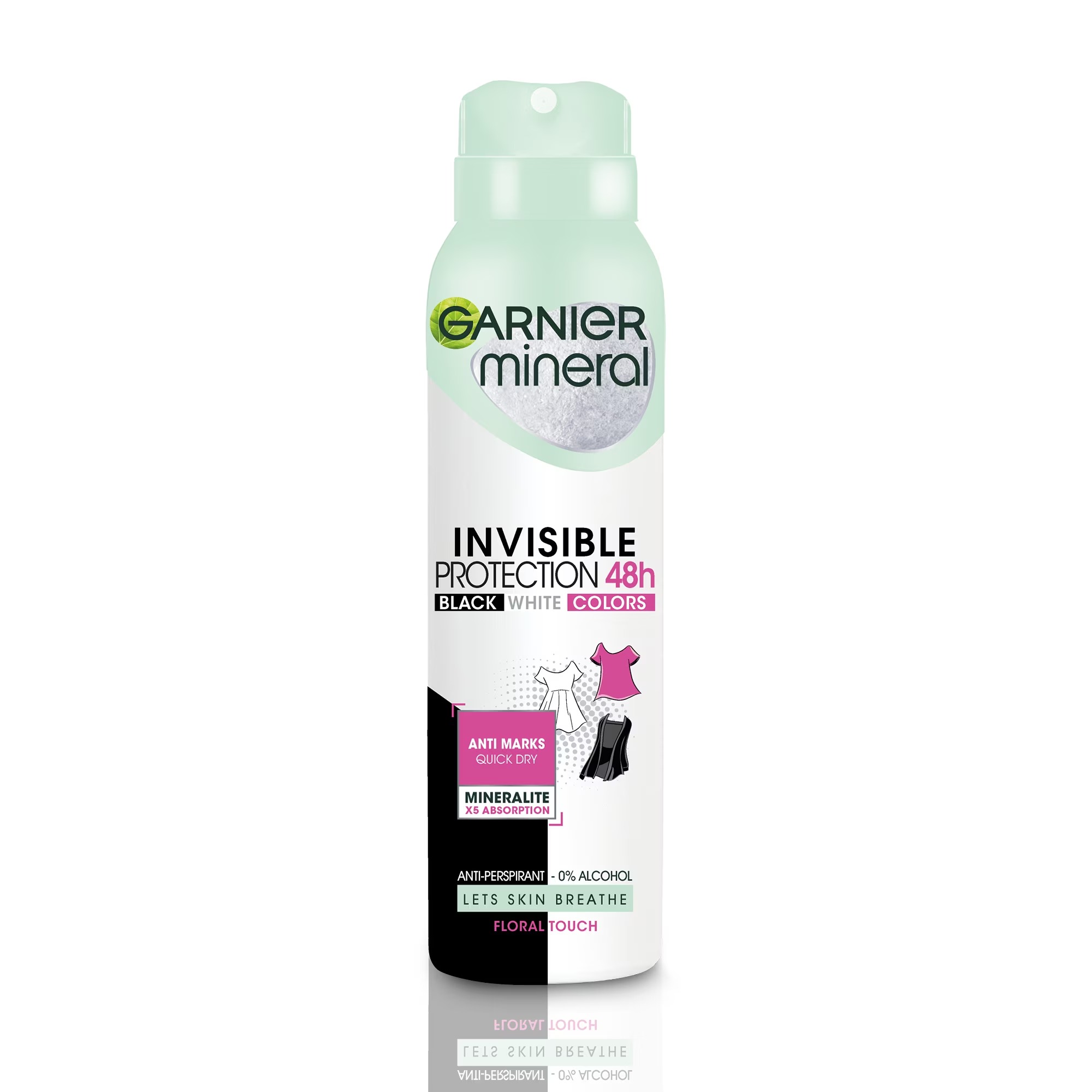 Deodorante - GARNIER DEO WOMEN BLACK&WHITE COLORS INVISIBLE FLORAL 150ML 6/BAX, lucidiusmarket.ro