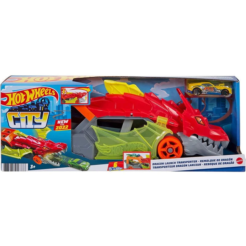 Jucarii baieti - HOT WHEELS TRANSPORTATORUL DRAGON+MASINUTA 3+ 4/BAX, lucidiusmarket.ro