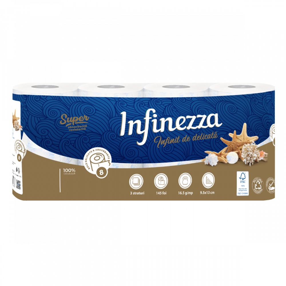 Hartie igienica - INFINEZZA HARTIE IGIENICA MARINO 3STR 8ROLE 3SET/BAX, lucidiusmarket.ro