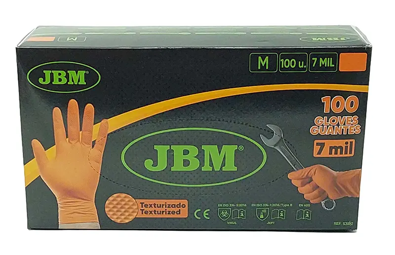 Manusi de unica folosinta - JBM MANUSI NITRIL TXT PORTOCALIU M 100BUC 10/BAX, lucidiusmarket.ro