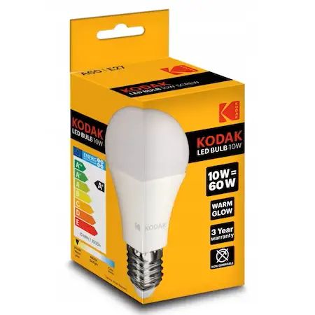 Becuri si lanterne - KODAK BEC LED 10W E27 A60 ALB CALD (30415614) 20/BAX, lucidiusmarket.ro