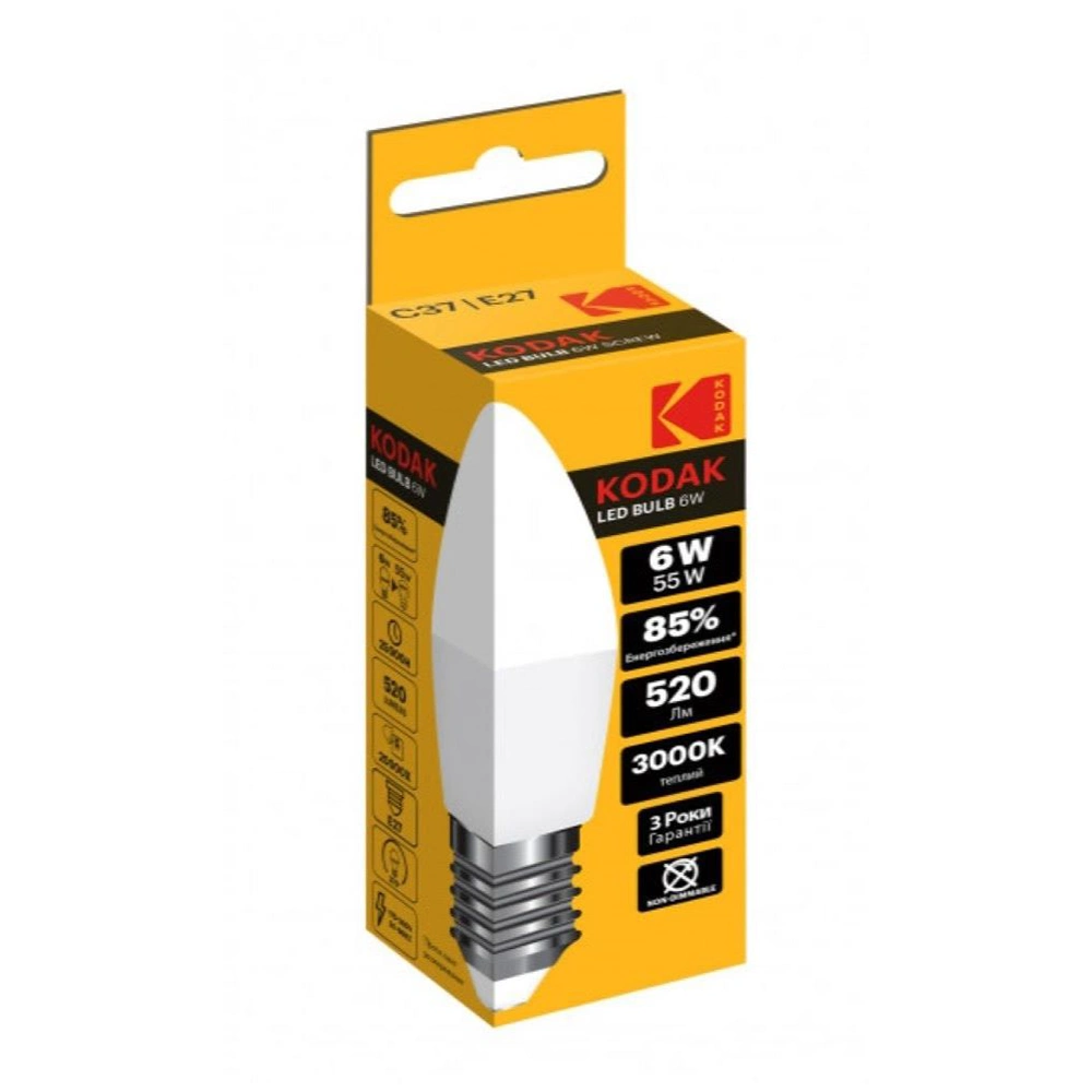 Becuri si lanterne - KODAK BEC LED 6W E27 C37 (30415775) 20/BAX, lucidiusmarket.ro