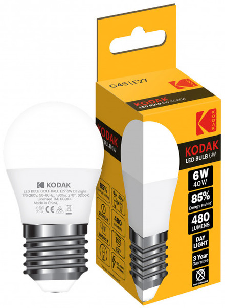 Becuri si lanterne - KODAK BEC LED 6W E27 G45 ALB CALD (30415812) 25/BAX, lucidiusmarket.ro