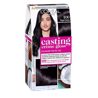 Vopsea de par - L'OREAL CASTING CREME GLOSS 0 AMONIAC 100 NEGRU NTENSE 6/BAX, lucidiusmarket.ro