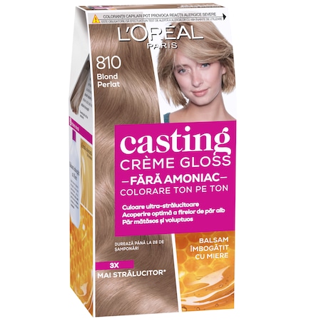 Vopsea de par - L'OREAL CASTING CREME GLOSS 0 AMONIAC 810 BLOND PERLAT 6/BAX, lucidiusmarket.ro