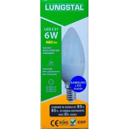 Becuri si lanterne - LUNGSTAL BEC LED C37 6W ALB CALD, lucidiusmarket.ro