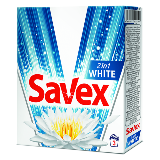 Detergent pudra - SAVEX DETERGENT AUTOMAT 2IN1 WHITE 300GR 22/BAX, lucidiusmarket.ro