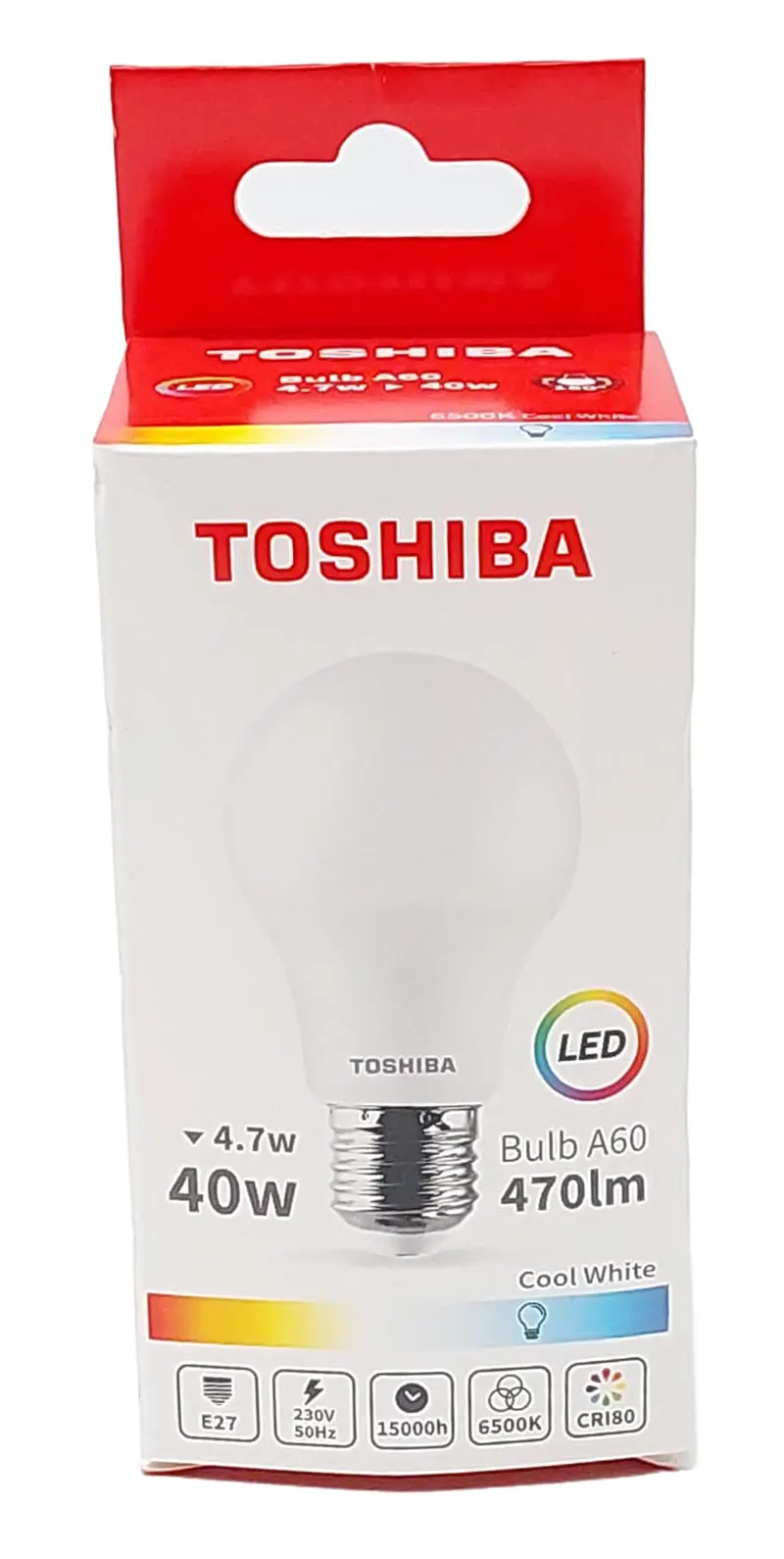 Becuri si lanterne - TOSHIBA BEC LED 4.7W E27 A60 ALB RECE 100/BAX, lucidiusmarket.ro